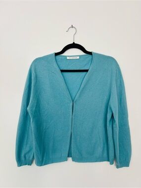 Ballantyne Seafoam Blue Snap-Front V-Neck Cardigan